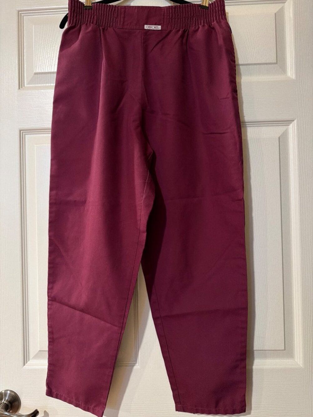 Cherokee Womens Wine Colored Elastic Waist Pants M Polyester Cotton